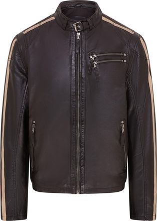 Infinity Leather Heren gestreepte Cafe Racer Biker leren jas - Alta