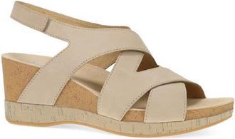 Dansko Shyla Strappy Wedge Sandal in Sand Milled Nubuck at Nordstrom, Size 39