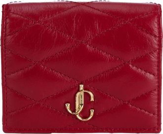 Jimmy Choo London Womens Farone Leather Card Case Folding Wallet In Raspberry Red