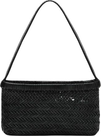 Maneb&igrave; Borsa a spalla in pelle intrecciata - - Bags - Donna - Nero - ONE SIZE