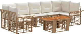 vidaXL Conjunto De Sof&aacute;s De Jard&iacute;n 8 Uds. Natural Y Crema Vidaxl