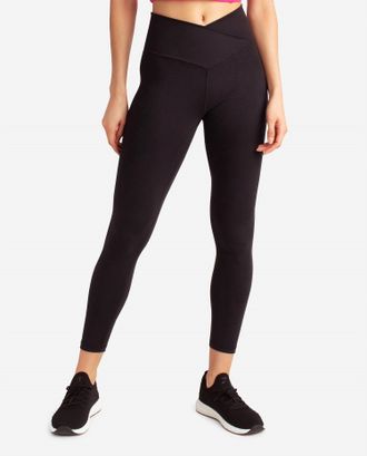 Danskin Crossover Waist 7/8 Leggings In Black Salt