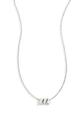 Mint & Lily Tiny Script Initial Necklace in Letter M at Nordstrom