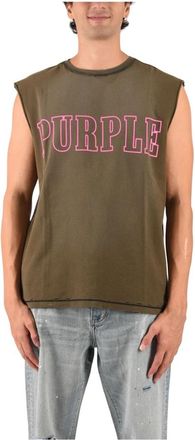 Purple Textured Jersey Mouwloze Tee - Heren - Tops zonder mouwen - Groen - S - Katoen - Tops