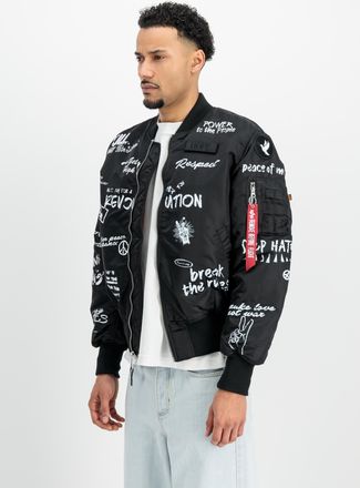 Alpha Industries Bomberjacke ALPHA INDUSTRIES MA-1 Peace, Herren, Gr. 3XL, schwarz, Obermaterial: 100% Nylon; Futter: 100% Nylon; F&uuml;llung: 100% Polyester, Jacken Bombe