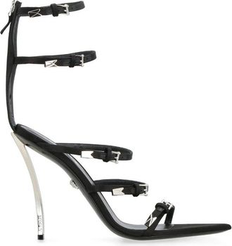Versace Black Calfskin Stiletto Heel Womens Sandals