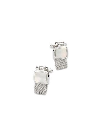 Paul Fredrick Mother Of Pearl Mesh Wrap Cufflinks in Silver at Nordstrom