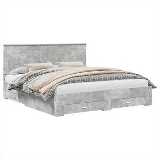 vidaXL Bed Frame Concrete Grey 180 x 200 cm Engineered Wood vidaXL