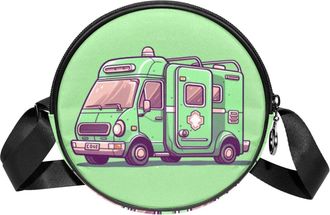 Generic Circle Crossbody Bag for Women, Ambulance Small Sling Bag Daypack with Zipper Adjustable Shoulder Straps Casual Ladies Girls Round Purse