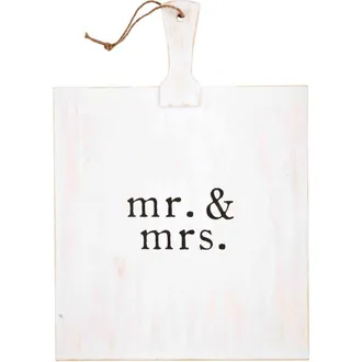 Mud Pie Mr. & Mrs. Square Serving Board in White at Nordstrom Rack