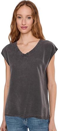 Mod-o-doc Cap Sleeve V-neck Long Tank Top Womens Clothing Washed Ebony : LG (US 12-14), Tencel