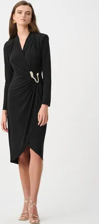 Joseph Ribkoff Silky Knit Sheath Wrap Dress in Black at Nordstrom, Size 16