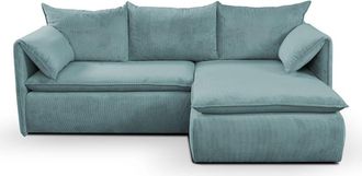 VENTE-UNIQUE.COM Sof&aacute; rinconera terciopelo azul verdoso