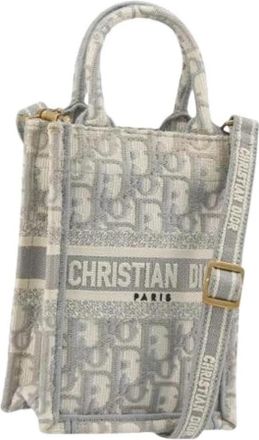 Dior Pre-owned Trotter Canvas Tote Bag - Dames - Vintage Shopper - Grijs - ONE Size - Leer - Vintage