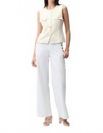 Joseph Ribkoff Striped Fitted Boucl&eacute; Vest In Off-White/gold