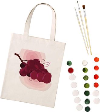 Generic CXINLky Painting by Numbers Canvas Bag, Creative DIY Painting by Numbers Shoulder Bag Handbag with Large Capacity, 21-Grape, Medium
