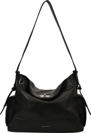 Generic PU Leather Casual Sling Bag with Chain Stylish Crossbody Bag Large Capacity Versatile Tote Bag Travel Dating Work Handbag (Black)