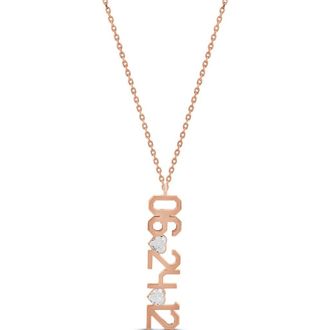 SHYMI Fancy Cubic Zirconia Heart Date Pendant Necklace in Rose at Nordstrom