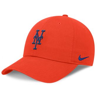 Nike New York Mets Evergreen Club Nike Mens MLB Adjustable Hat in Orange | NB0189LNME-BEK