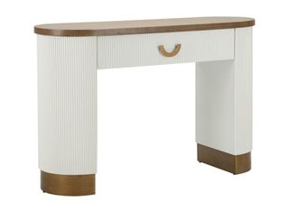 Mauro Ferretti Consola de madera blanca y marr&oacute;n 121x40x78 cm