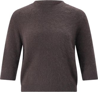Roberto Collina Ronde hals gebreide kleding - Dames - Ronde hals truien - Bruin - L - Wol - Truien & Vesten