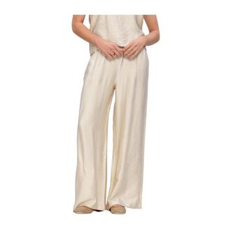 Knit-ted Broeken, Dames, Beige, M, Janou Wide Broeken