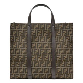 Fendi Tote Bags, male, Brown, Size: ONE SIZE FF Motif Leather Bag