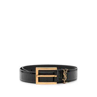Saint Laurent Cassandre Belt - female - Saint Laurent - Belts - Black - 90 CM - Accessories