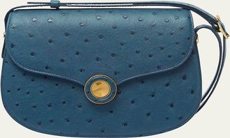 Loro Piana Ghiera Small Ostrich Leather Crossbody Bag