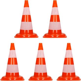 ECD Germany 5x Cono Segnaletico Spartitraffico Pilone Traffico Stradale 47 cm Arancione-Bianco Piloni Strisce Riflettenti Avvertimento di Traffico Cono di