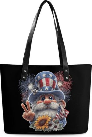 Generic USA Flag Gnome Tote Bags for Women Cute Shoulder Purses Handbags