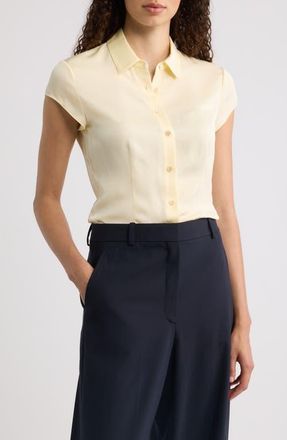 Theory Cap Sleeve Silk Shirt in Sunbeam - K2D at Nordstrom, Size X-Small
