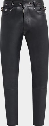 Tom Ford Mens Slim Fit Grained Leather Biker Pants