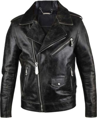 Philipp Plein Jassen, Heren, Zwart, L, Leather Jassen