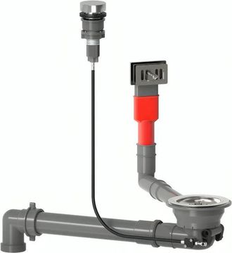 Lira Scarico automatico per lavello salvaspazio con troppopieno rettangolare e pulsante cromato