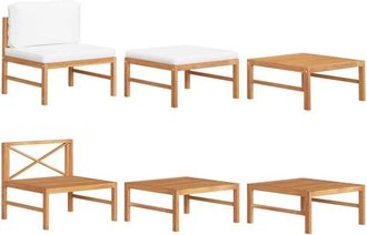 vidaXL Set De Muebles De Jard&iacute;n 3 Pzas Madera De Teca Y Cojines Crema Vidaxl