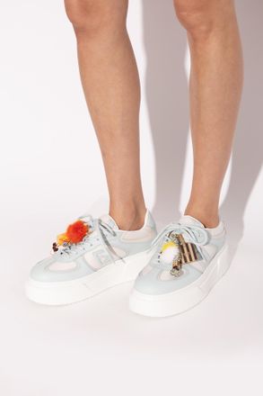 Fendi Match Sports Shoes On Platform, Womens, Light Blue