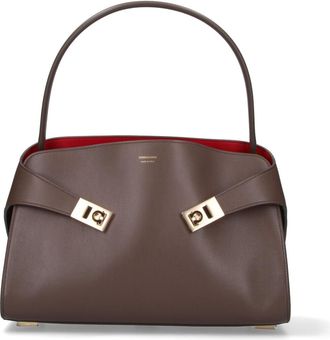 Ferragamo Medium Calf Leather Hug Soft Handbag with Gancini Closure