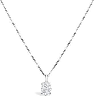 House of Brilliance 14K Gold Lab Grown Oval Solitaire Diamond Pendant Necklace