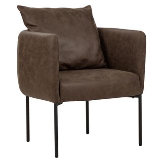 Beliani Sill&oacute;n Elegante Con Coj&iacute;n Patas De Hierro Negras Estilo Retro Piel Sint&eacute;tica Marr&oacute;n Oscuro Malmos