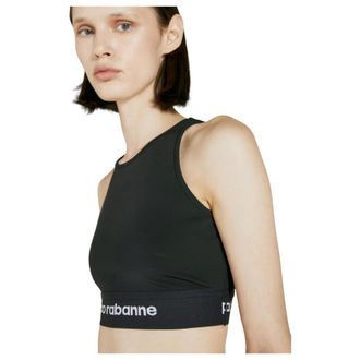 Paco Rabanne Sport Bras, female, Black, Size: S Logo Cropped Tank Top