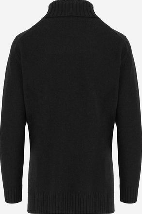 Bruno Manetti Womens Turtleneck Sweater Wool And Cashmere Black Virgin