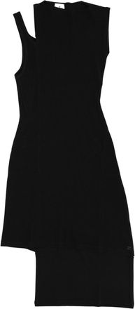 Courr&egrave;ges Black Ribbed Round Neck Midi Dress