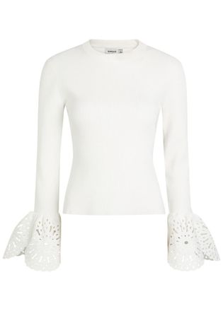 SIMKHAI Elyse Cutwork Stretch-knit top - White - XL (UK16 / XL)
