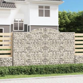 Berkfield Home Arched Gabion Baskets 2 pcs 300x50x180/200 cm Galvanised Iron in Silver