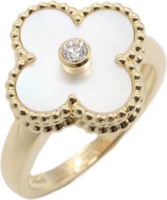 Van Cleef & Arpels Gold Clear White Band Ring (Pre-Owned)