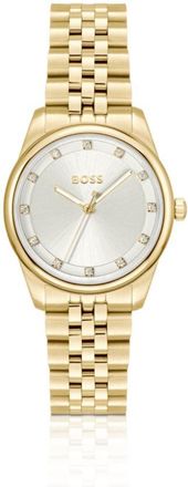 BOSS Graceful Precious crystal-embellished watch in gold-tone steel