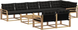 vidaXL Conjunto De Sof&aacute;s De Exterior 9 Uds. Blanco Y Negro Vidaxl