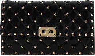 Valentino Garavani Tassen, Dames, Zwart, ONE Size, Studded Gewatteerde Clutch