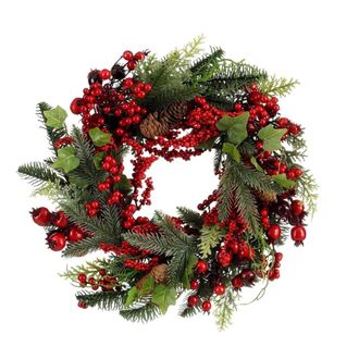 MiCa Decorations Corona decorativa norah rojo h11xb40xl40cm